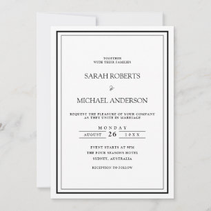 Moderne Minimale Einfache Schwarze Schrift Rahmen  Einladung