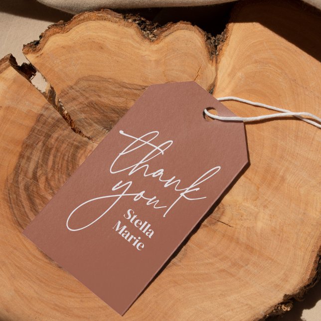 Moderne minimale einfache Skript terracotta vielen Geschenkanhänger (Von Creator hochgeladen)