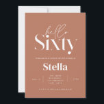 Moderne minimale einfache Terracotta 60. Geburtsta Einladung<br><div class="desc">Moderne minimale Typografie einfache Foto Terrakotta und weiß 60. Geburtstag Einladung. Teil einer zeitgenössischen Sammlung.</div>