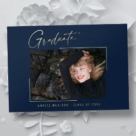 Moderne minimale, einzigartige Ink Script Graduate Folieneinladung