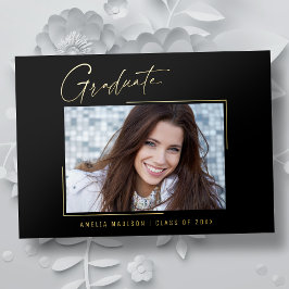 Moderne minimale, einzigartige Ink Script Graduate Folieneinladung