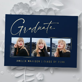 Moderne minimale, einzigartige Ink Script Graduate Folieneinladung