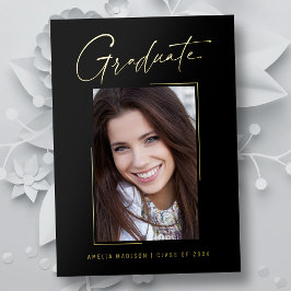 Moderne minimale, einzigartige Ink Script Graduate Folieneinladung