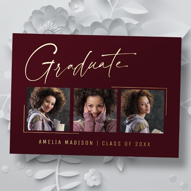 Moderne minimale, einzigartige Ink Script Graduate Folieneinladung (Von Creator hochgeladen)