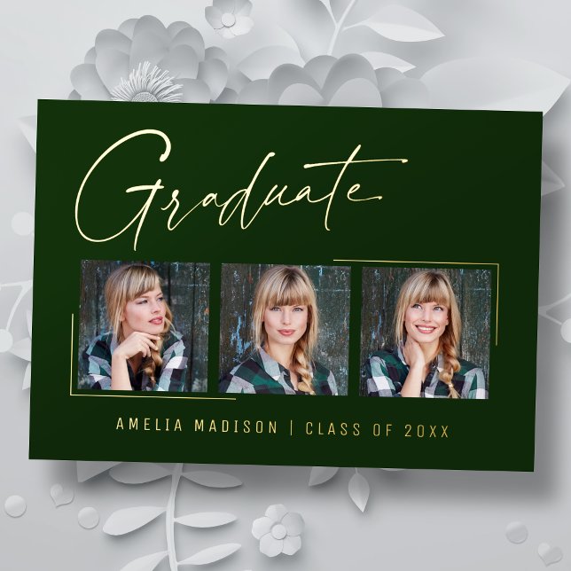 Moderne minimale, einzigartige Ink Script Graduate Folieneinladung (Von Creator hochgeladen)