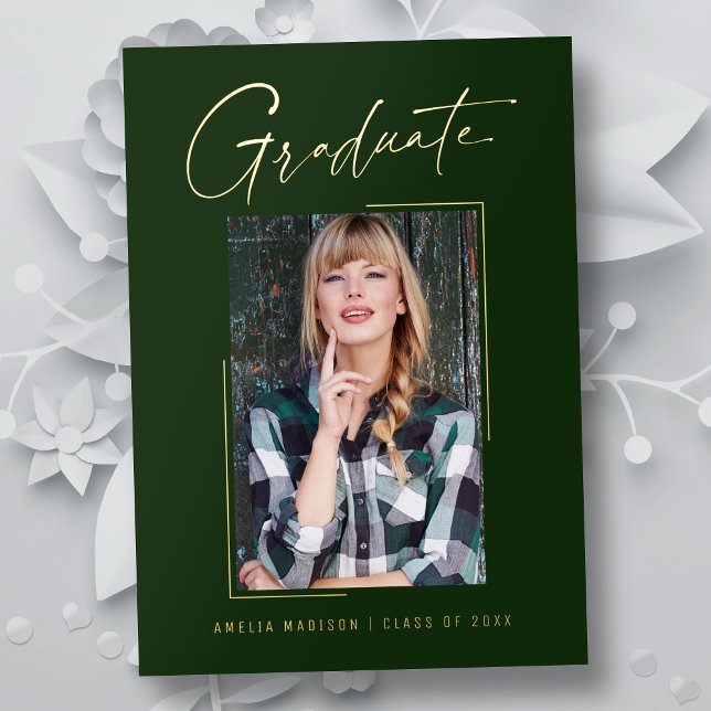 Moderne minimale, einzigartige Ink Script Graduate Folieneinladung (Von Creator hochgeladen)