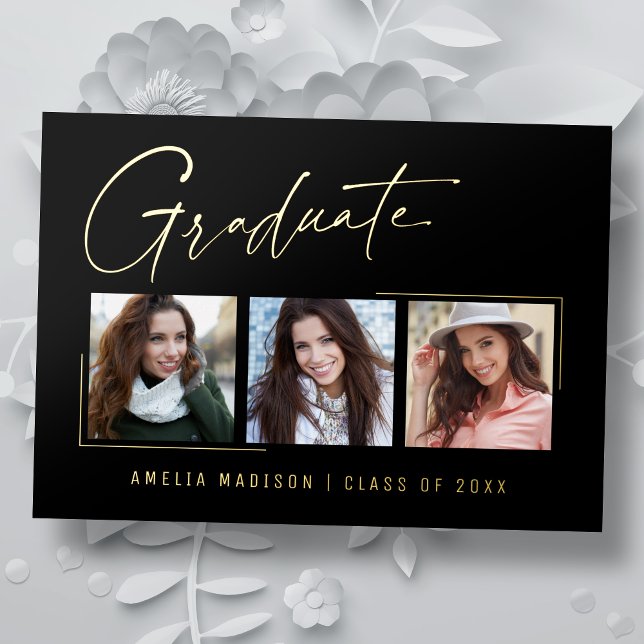 Moderne minimale, einzigartige Ink Script Graduate Folieneinladung (Von Creator hochgeladen)