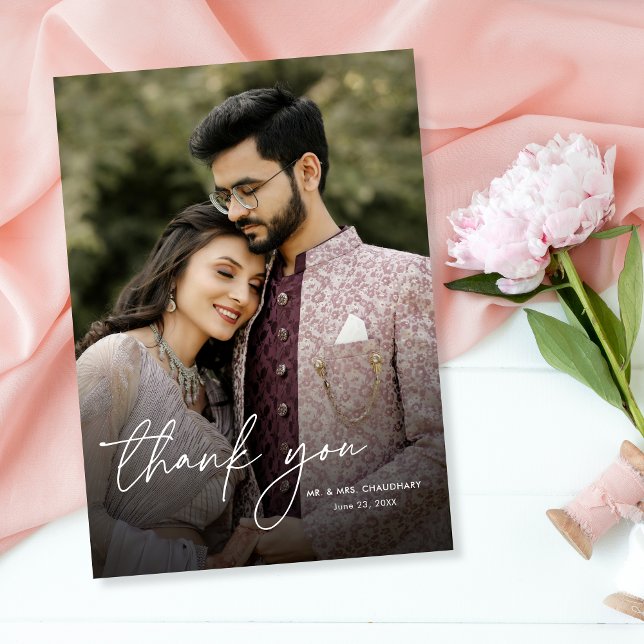 Moderne Minimale Elegante Hochzeit des vertikalen  Dankeskarte (Von Creator hochgeladen)