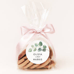 Moderne minimale elegante stilvolle Eukalyptus Runder Aufkleber