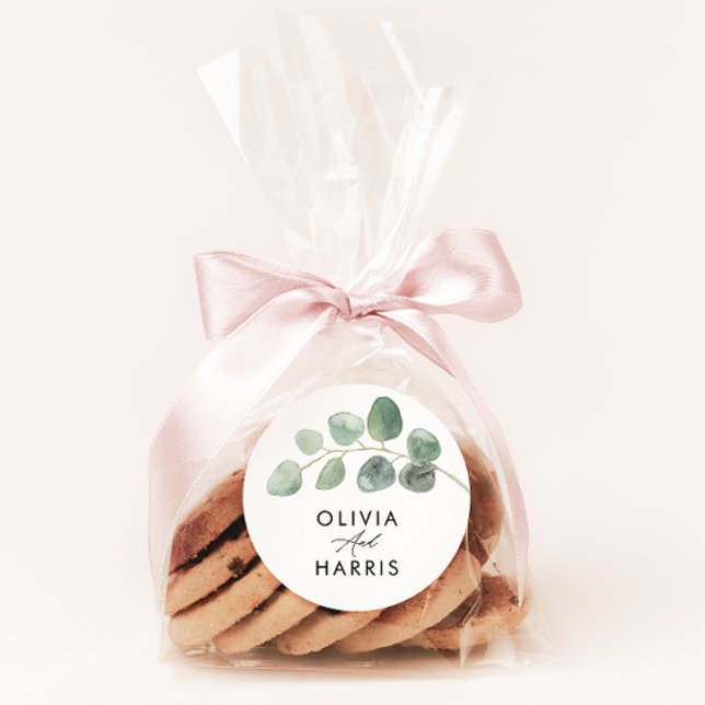 Moderne minimale elegante stilvolle Eukalyptus Runder Aufkleber (Von Creator hochgeladen)