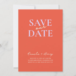 Moderne minimale farbenfrohe Orange Green Wedding Einladung