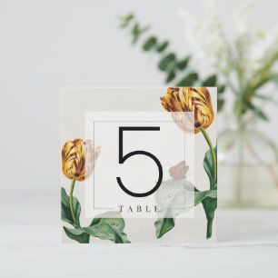 Moderne minimale florale Tulpen-Tischnummern Einladung