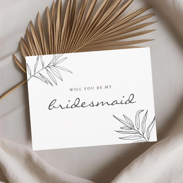 Moderne minimale Foliage wird meine Bridesmaid sei Einladungspostkarte (Von Creator hochgeladen)