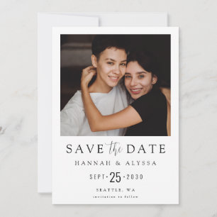 Moderne Minimale Foto LGBTQ Hochzeitseinladung zur Save The Date