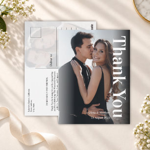 Moderne minimale Foto-Overlay-Hochzeits-Dankeschön Postkarte