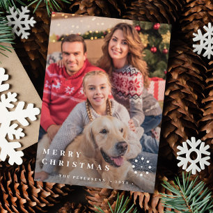 Moderne minimale Foto-Weihnachten elegante Typogra Feiertagskarte