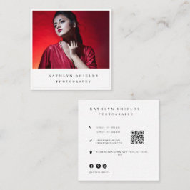 Moderne minimale Fotografen-QR-Code-Foto Quadratische Visitenkarte