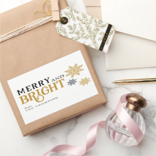 Moderne minimale frohe und helle Weihnachten Rechteckiger Aufkleber