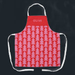 Moderne minimale geometrische rosa Weihnachten Schürze<br><div class="desc">Moderne geometrische Weihnachtsbaum rot und rosa fett grafisch minimale Feiertage Backen Schürze Design</div>