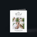 Moderne minimale gesegnete Weihnachtsrustik 3 Foto Feiertagskarte<br><div class="desc">Moderne minimale Weihnachten rustikale stilvolle Multi-Foto glücklichsten Urlaubskarte. Mit modernem handgezeichneten Text und Bäumen. Die Backenfarbe kann individuell angepasst werden,  einfache Weihnachten modern minimalistisch stilvoll.</div>