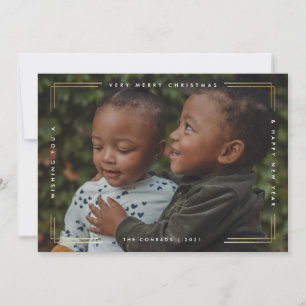 Moderne minimale Gold-Overlay-Foto-Weihnachten Feiertagskarte