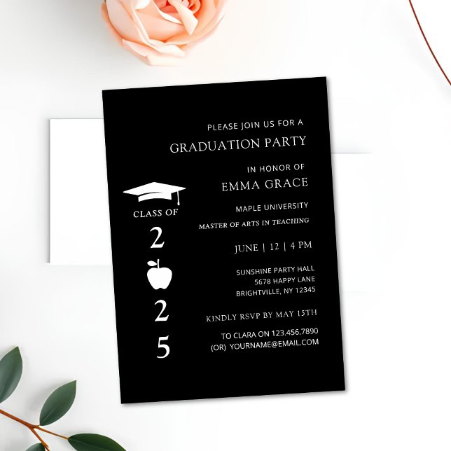 Moderne minimale Graduate Teacher Graduate Party Einladung (teacher graduation invitations, teacher graduation invites, teacher graduation party invitations, te)