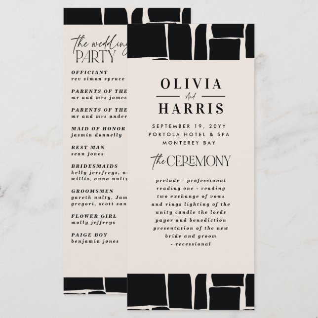 Moderne minimale Grafik Schwarz-Weiß-Hochzeit (Vorne/Hinten)