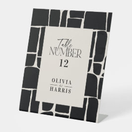 Moderne minimale grafische Schwarz-Weiß-Tischnumme Sockelschild