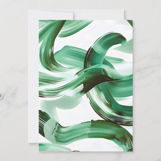 Moderne Minimale Grüne Pinselstriche Abstract Ankündigung (Vorderseite)