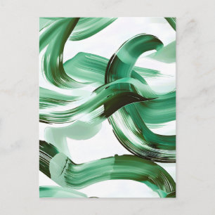 Moderne Minimale Grüne Pinselstriche Abstract Feiertagspostkarte