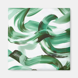 Moderne Minimale Grüne Pinselstriche Abstract Magnet