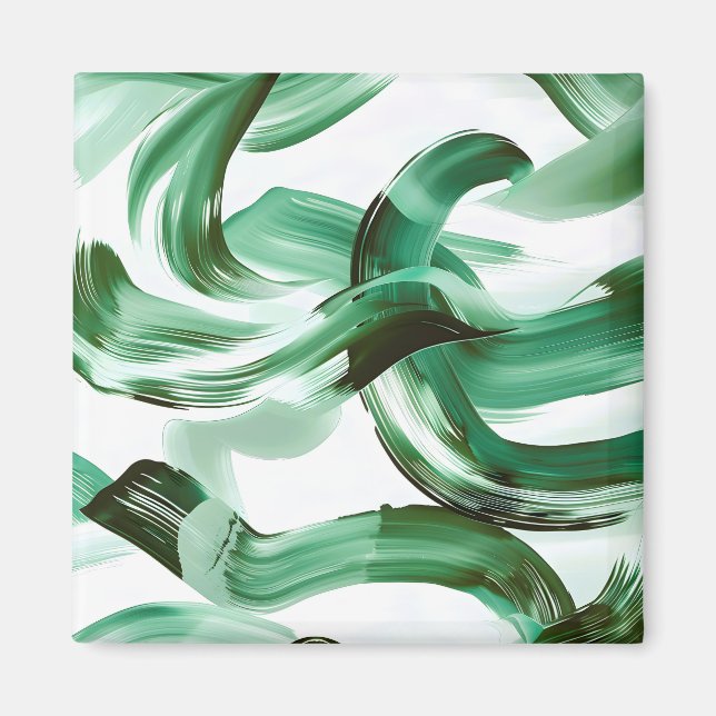 Moderne Minimale Grüne Pinselstriche Abstract Magnet (Vorne)