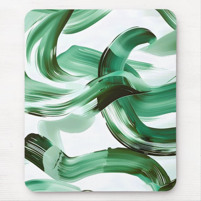 Moderne minimale grüne Pinselstriche Abstract Mousepad (Vorne)
