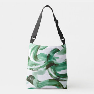 Moderne Minimale Grüne Pinselstriche Abstract Tragetaschen Mit Langen Trägern