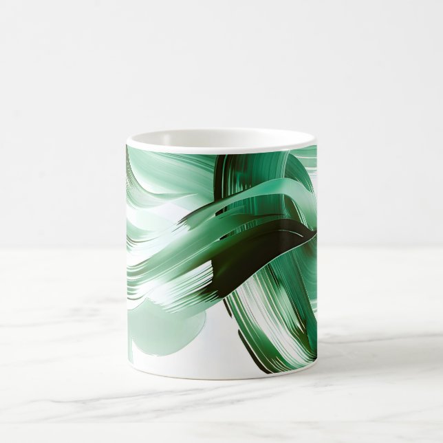 Moderne minimale grüne Pinselstriche abstrakt Kaffeetasse (Mittel)