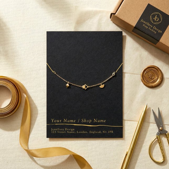 Moderne minimale Halskette oder Armband-Grafikkart (Modern minimal necklace or bracelet display card.)