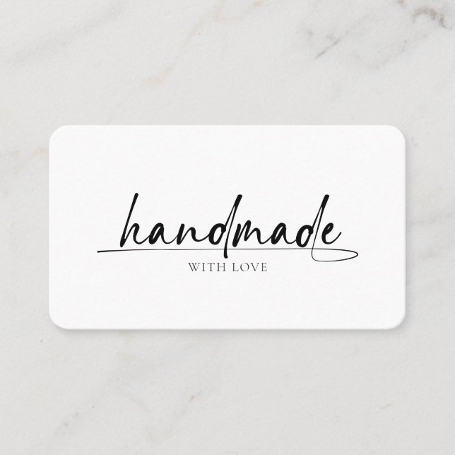 Moderne, minimale Handarbeit mit Liebe-Script-Logo Visitenkarte (Vorderseite)