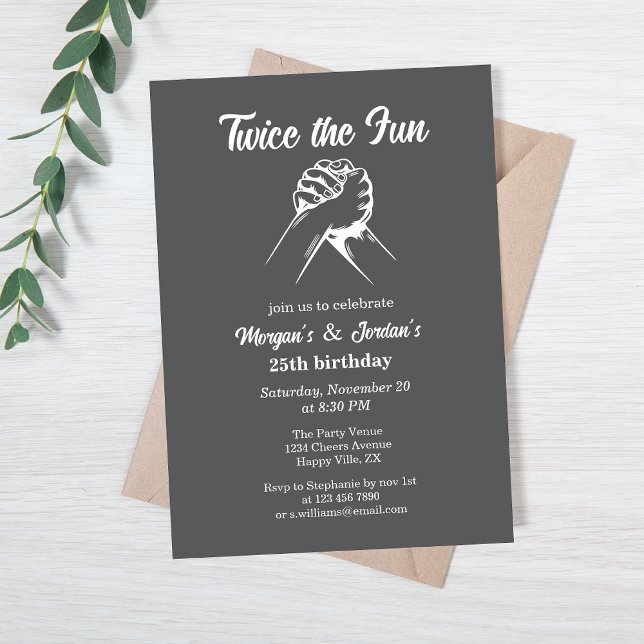 Moderne minimale Hände Grau Joint Geburtstag Einladung (Von Creator hochgeladen)