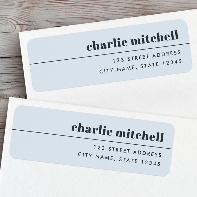 Moderne minimale hellblaue Rücksendeadresse (Modern minimal light dusty blue return address label)
