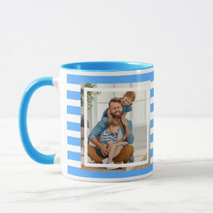 Moderne minimale hellblaue und weiße Streifen 2 Fo Tasse