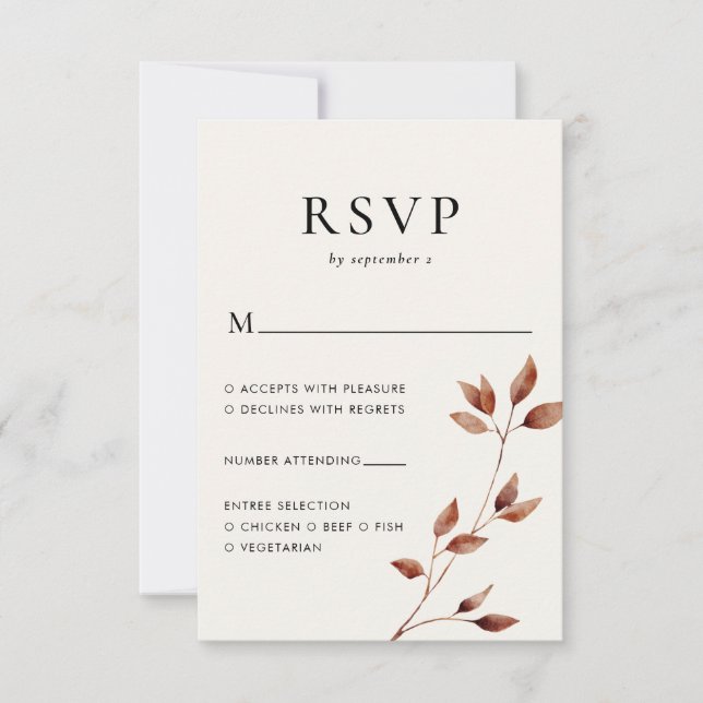 Moderne Minimale Herbstlaube Herbsthochzeit RSVP Karte (Vorderseite)