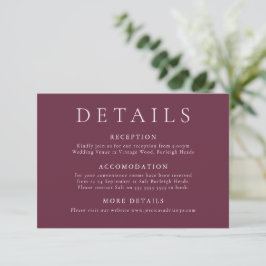 Moderne Minimale Hochzeitdetails Begleitkarte