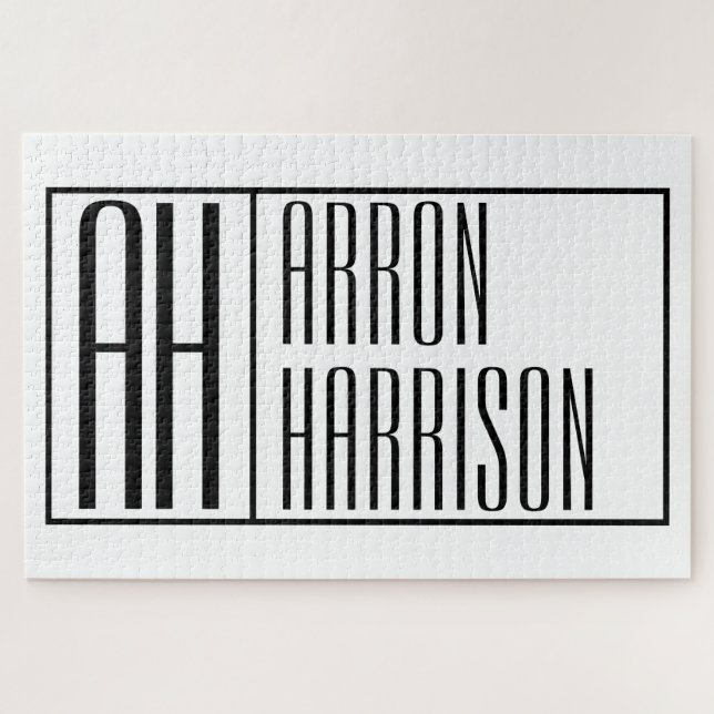 Moderne Minimale Initialen und Logo-Namen Puzzle (Horizontal)