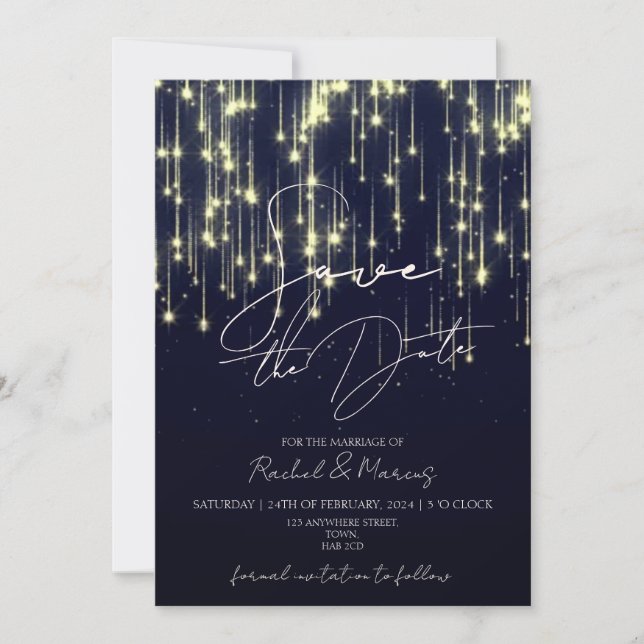 Moderne Minimale Kalligrafie-Hochzeit rettet das D Einladung (Vorderseite)