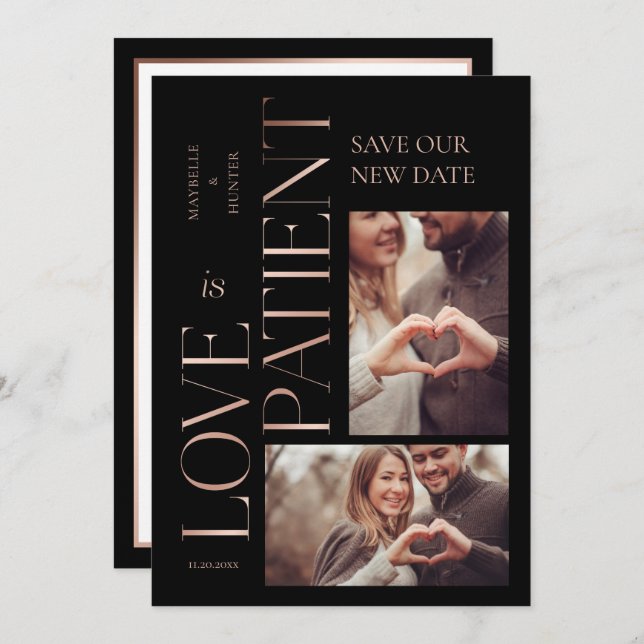 Moderne Minimale Liebe ist Rose Gold Foto Save The Date (Vorne/Hinten)