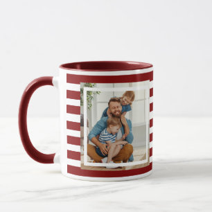 Moderne minimale marine und weiße Streifen 2 Foto Tasse