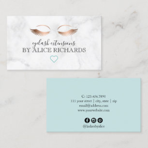Moderne minimale Marmor-Rose Gold-Wimpern-Erweiter Visitenkarte