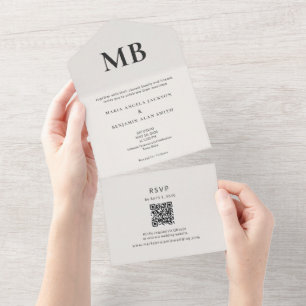 Moderne minimale Mikro-Hochzeit Alles-in-einer-Ein All In One Einladung
