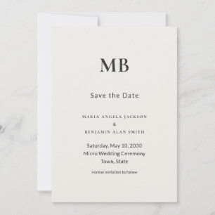 Moderne Minimale Mikro-Hochzeit Save the Date