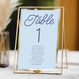 Moderne Minimale Minimalistische Blaue Hochzeit Tischnummer